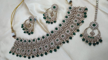 Antique Gold Choker Set/ Green  Indian Bridal Alisha Jewellery