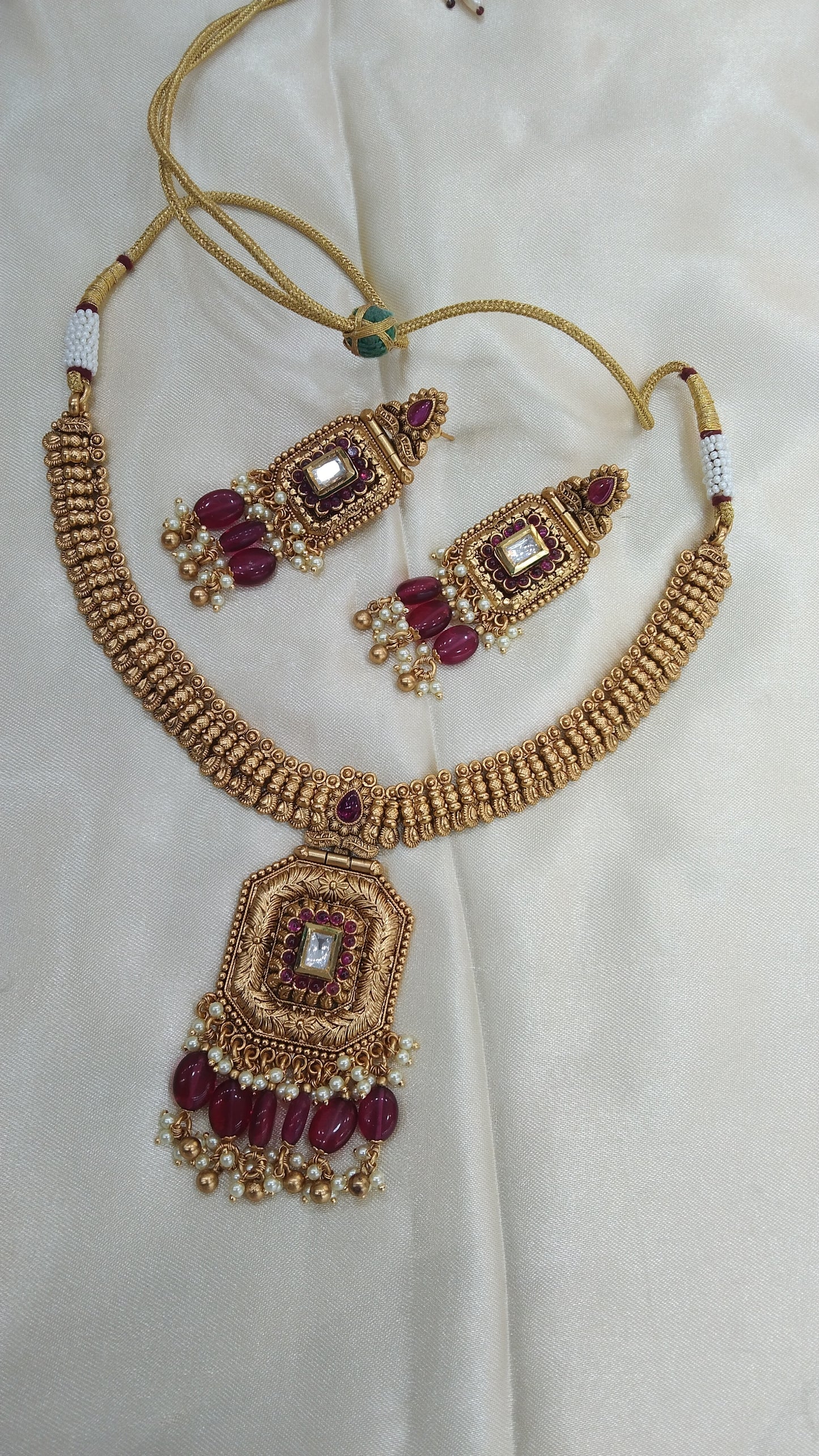 Gold polki necklace set Indian Nora Jewellery