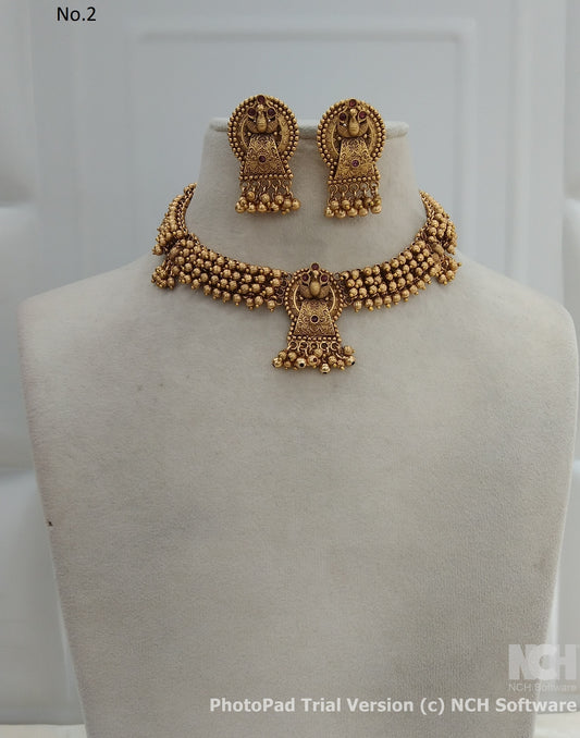 Gold polki necklace set Indian Nora Jewellery