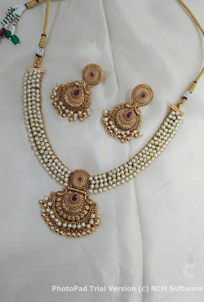 Gold polki necklace set Indian Nora Jewellery