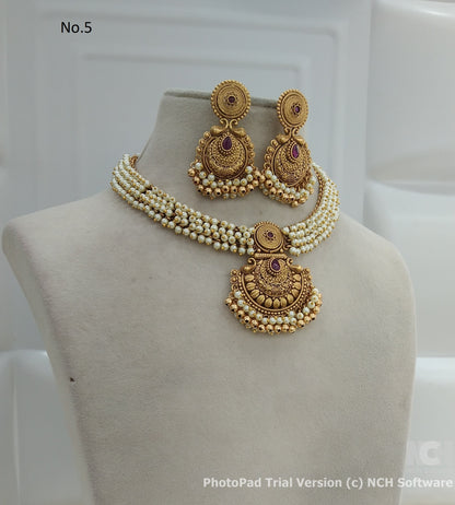 Gold polki necklace set Indian Nora Jewellery