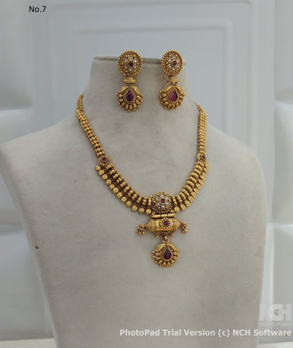 Gold polki necklace set Indian Nora Jewellery