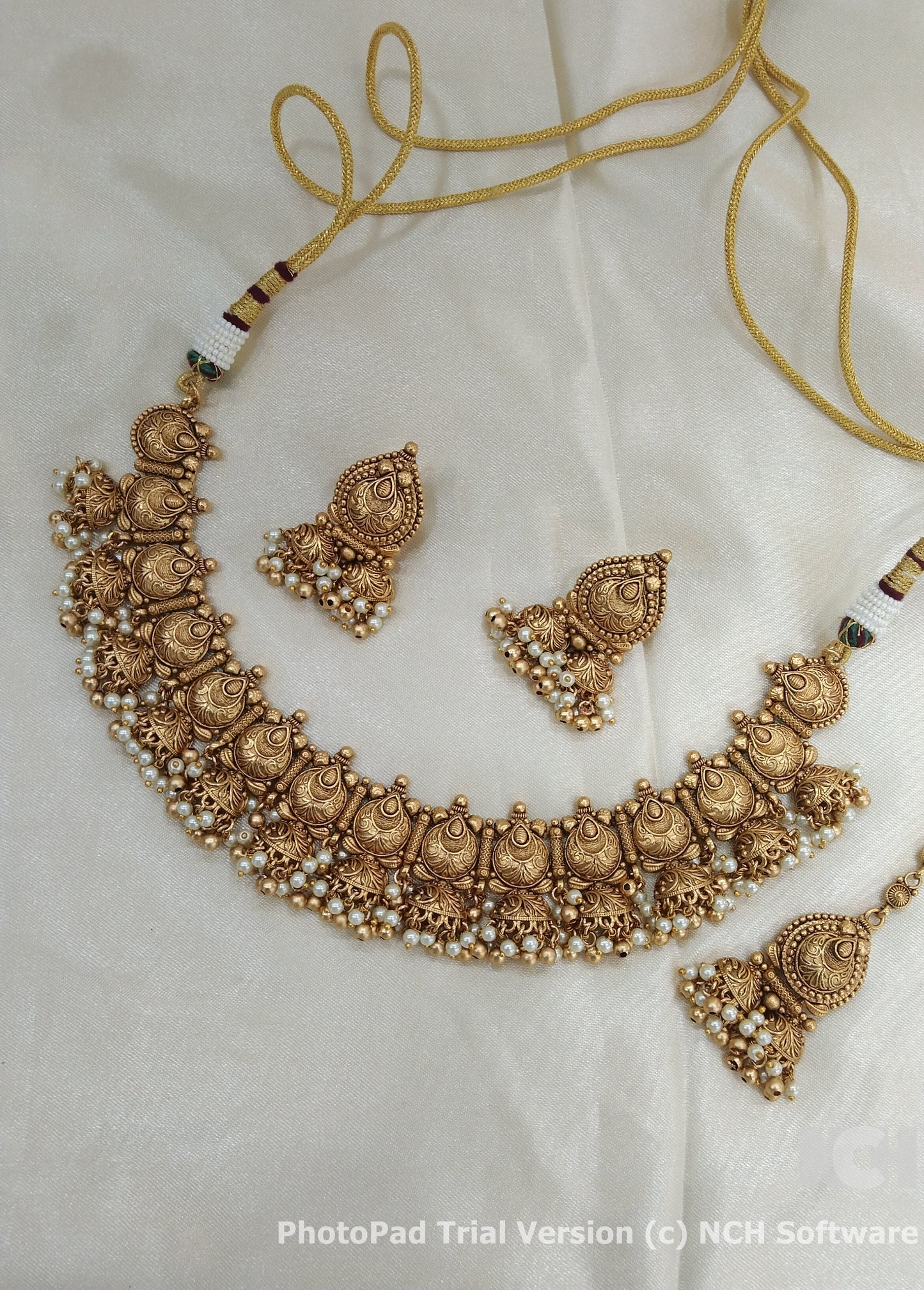 Punjabi Style Gold Look Polki Necklace Indian Jewellery Tishi Set