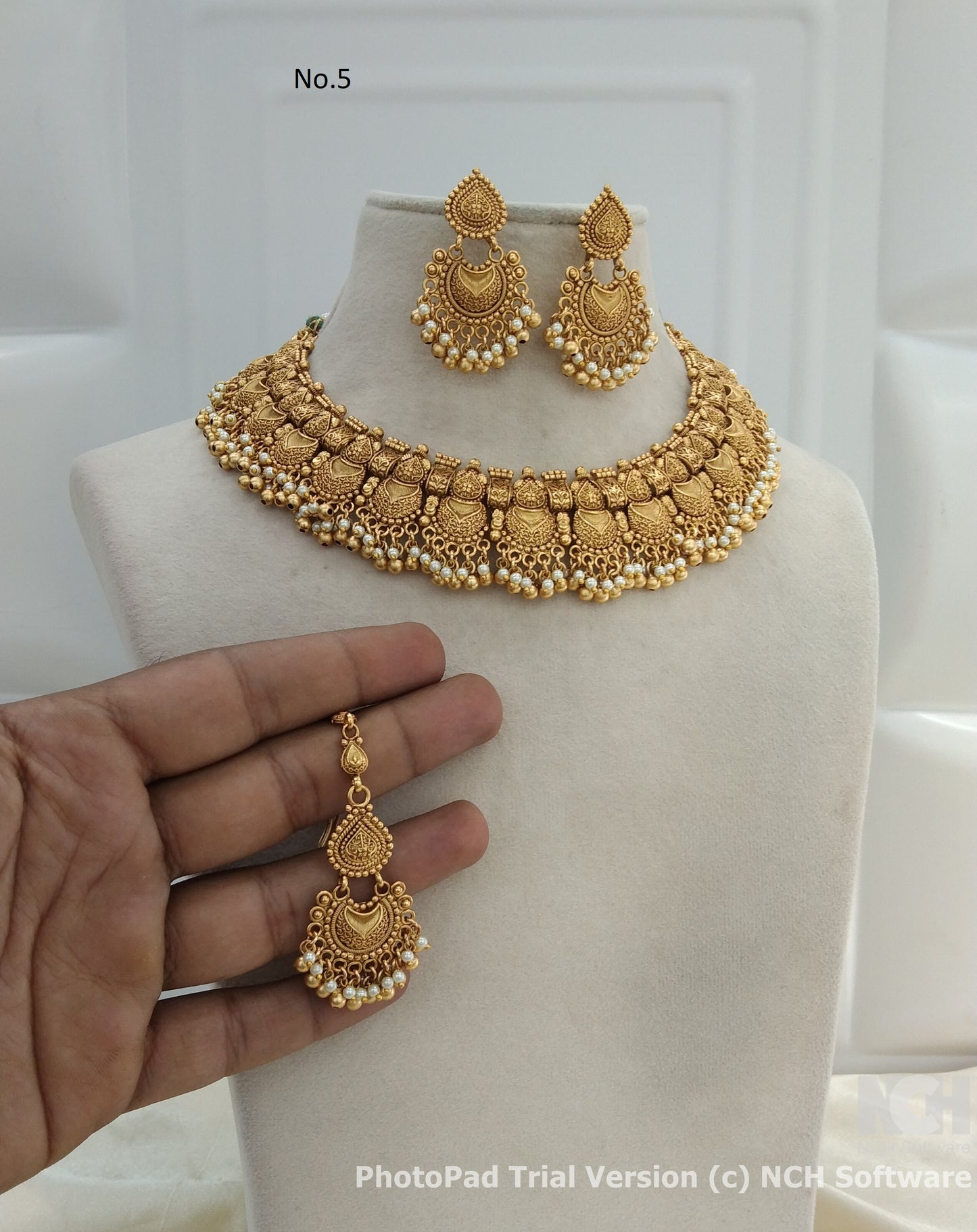 Punjabi Style Gold Look Polki Necklace Indian Jewellery Tishi Set