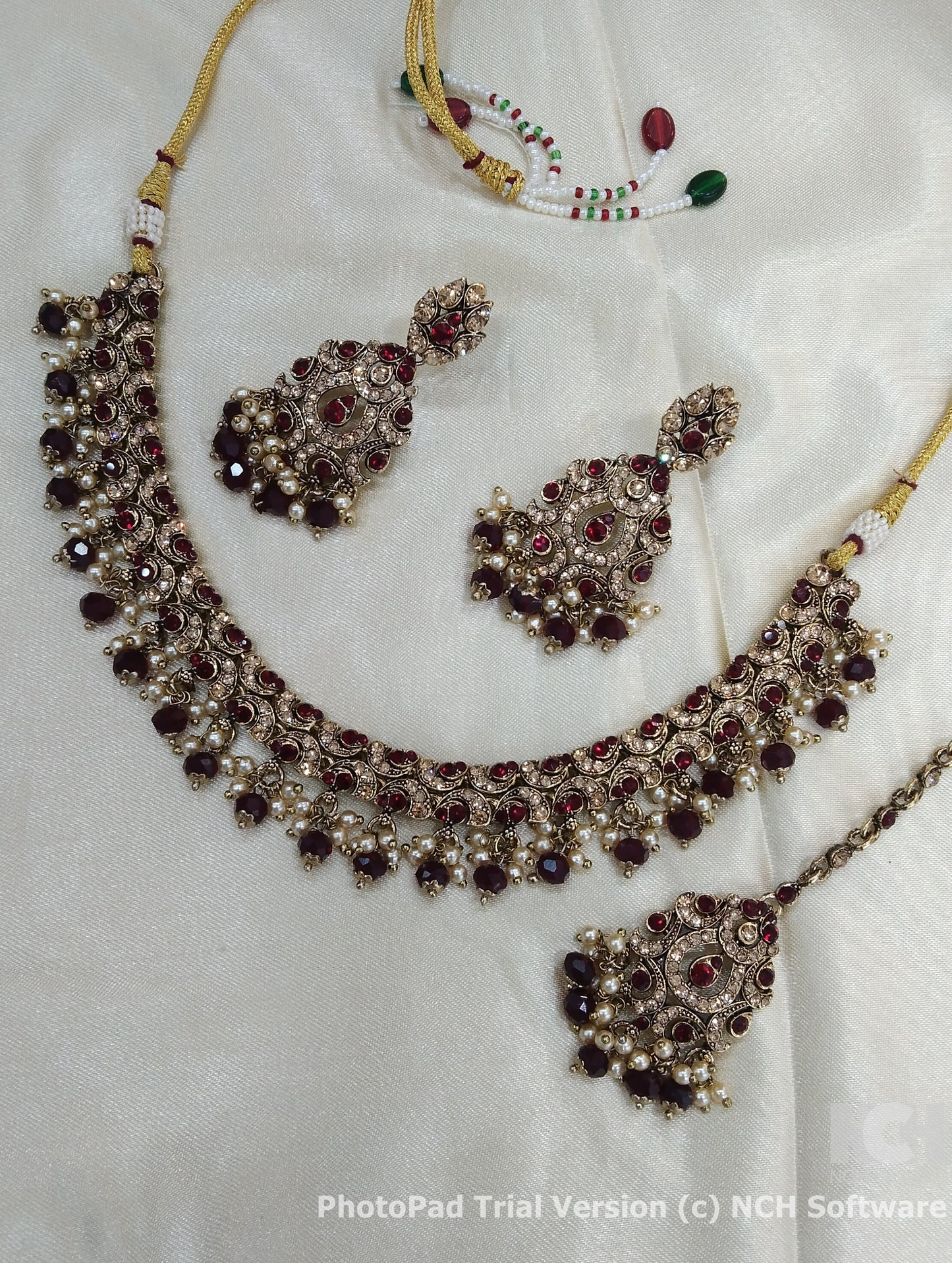 Indian Maroon necklace Indian vony jewellery set