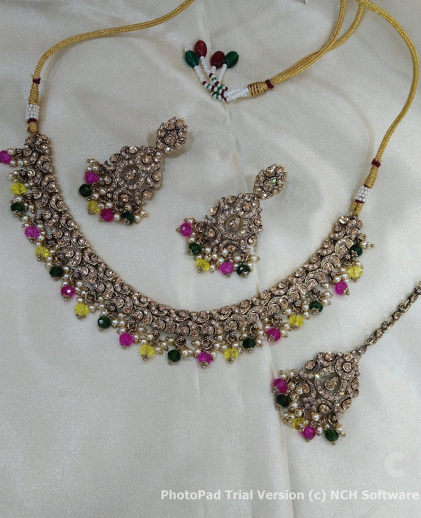 Multicolor necklace Indian vony jewellery set