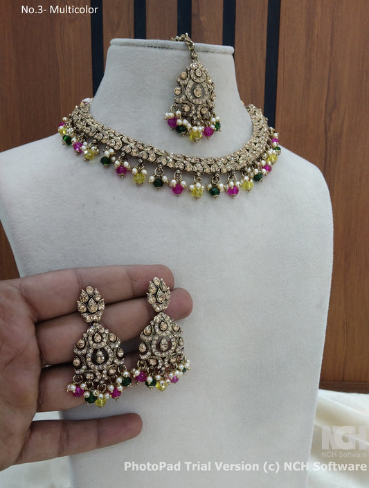 Multicolor necklace Indian vony jewellery set