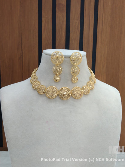 Indian Jewellery Necklace set/Gold finish 1 gram forming South Indian bridal gline Jewellery