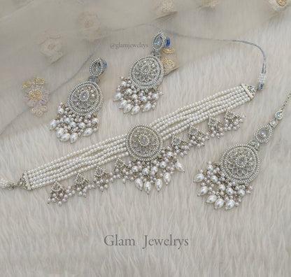 Silver choker Set/ Indian silver choker raman Jewellery