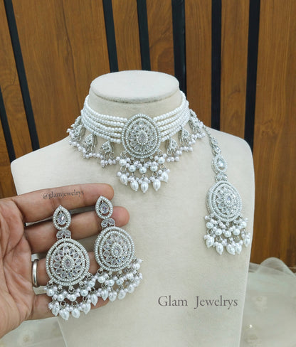 Silver choker Set/ Indian silver choker raman Jewellery