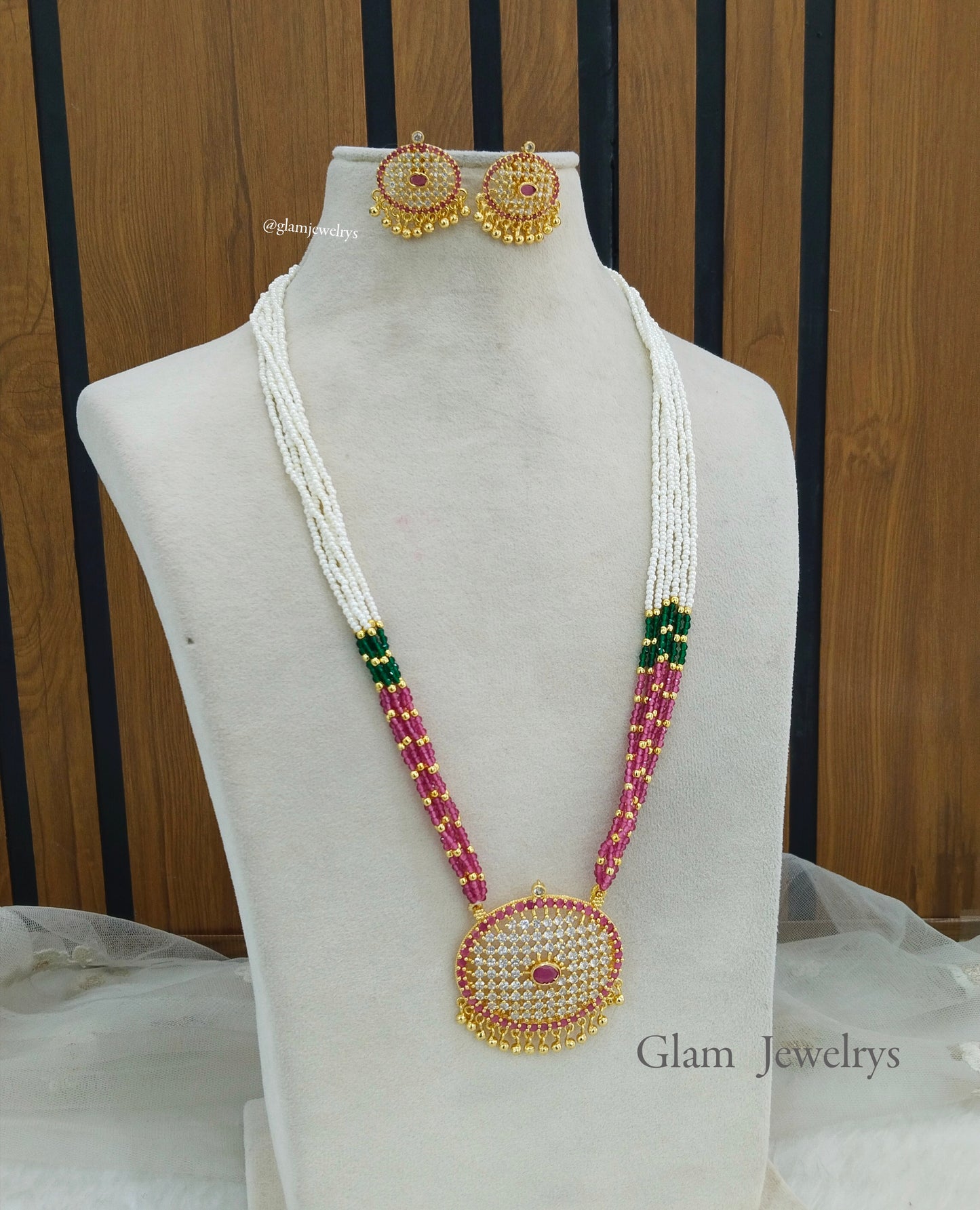 Indian Jewellery Long Haar Necklace set/Gold finish 1 gram forming gline Jewellery