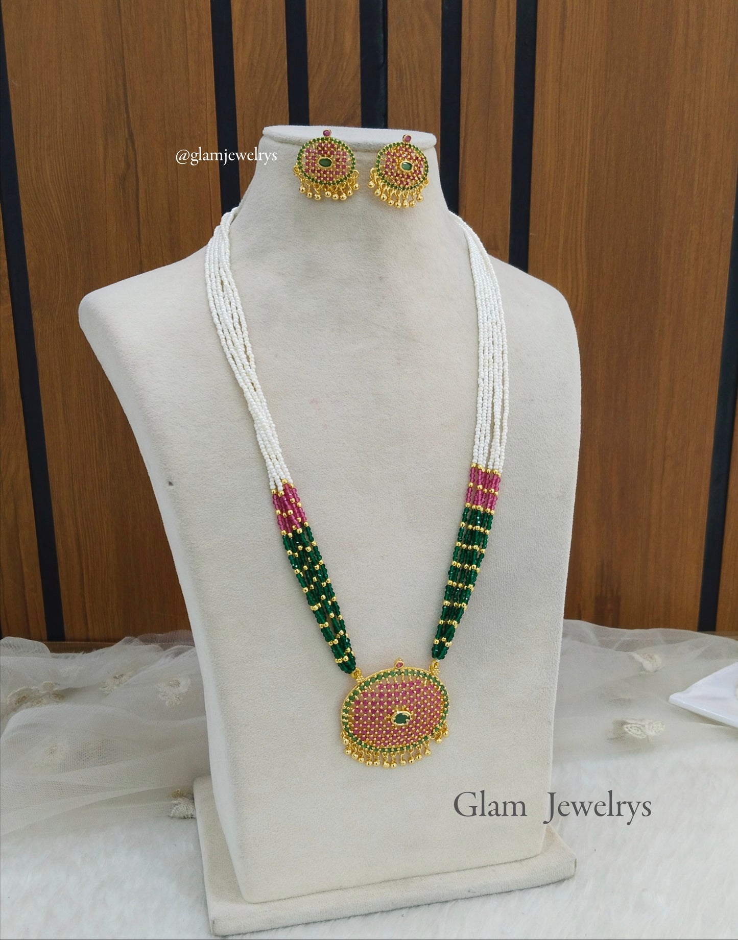 Indian Jewellery Long Haar Necklace set/Gold finish 1 gram forming gline Jewellery