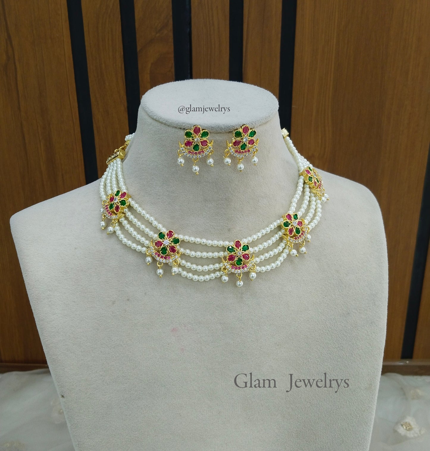 Indian Jewellery Necklace set/Gold finish 1 gram forming gline Jewellery