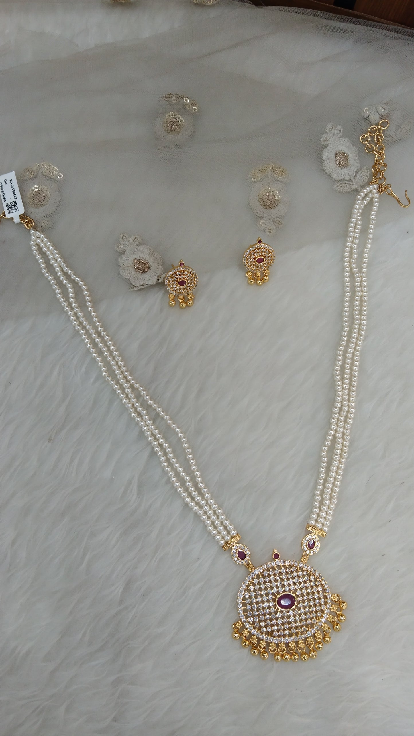 Indian Jewellery Long Haar Necklace set/Gold finish 1 gram forming gline Jewellery