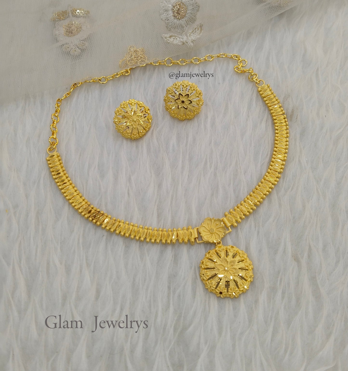 Indian Jewellery Necklace set/Gold finish 1 gram forming gline Jewellery