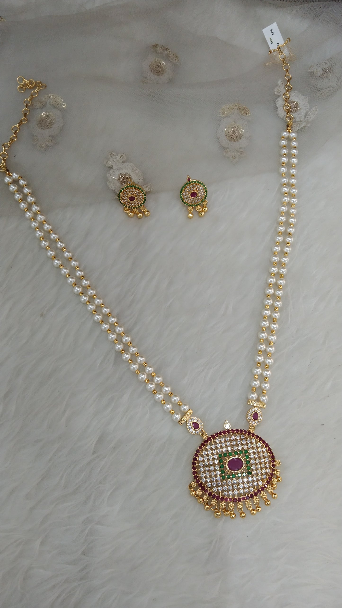 Indian Jewellery Long Haar Necklace set/Gold finish 1 gram forming gline Jewellery