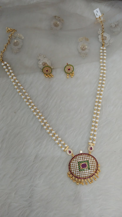 Indian Jewellery Long Haar Necklace set/Gold finish 1 gram forming gline Jewellery