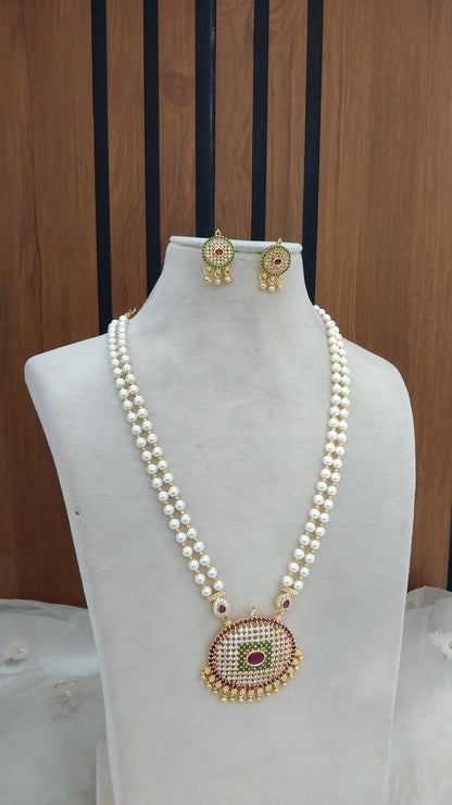 Indian Jewellery Long Haar Necklace set/Gold finish 1 gram forming gline Jewellery