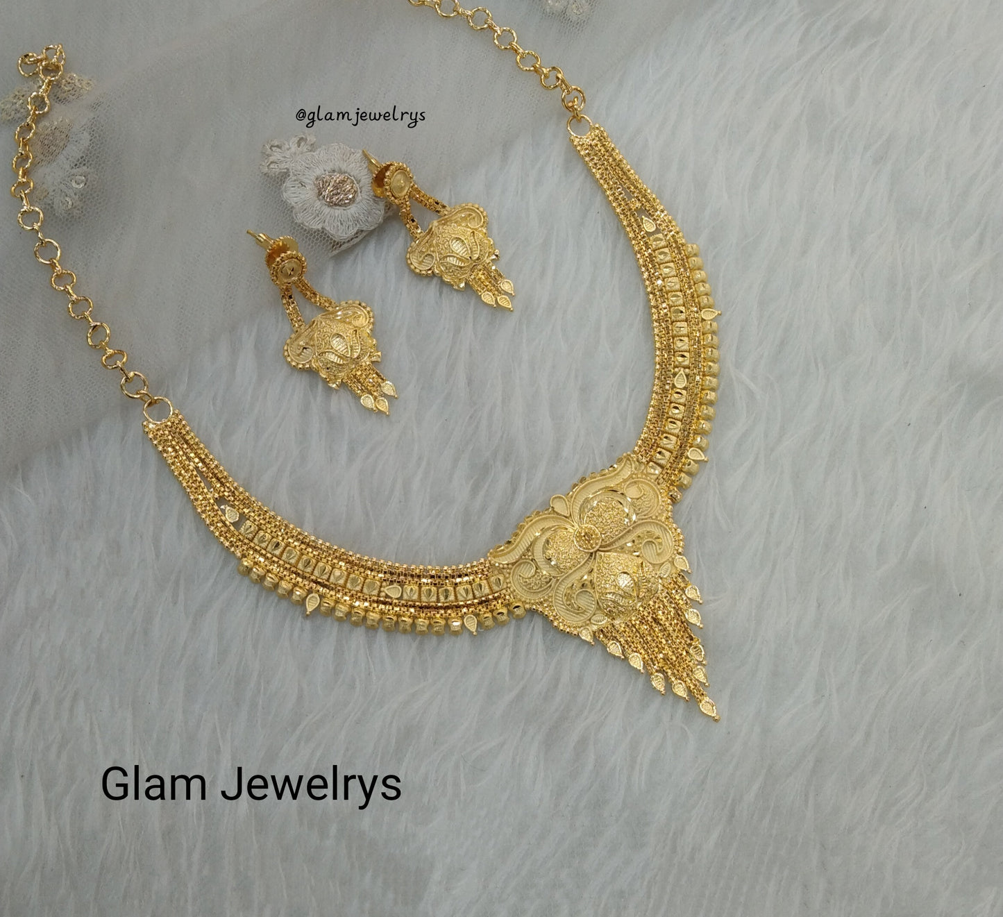 Indian Jewellery Necklace set/Gold finish 1 gram forming gline Jewellery