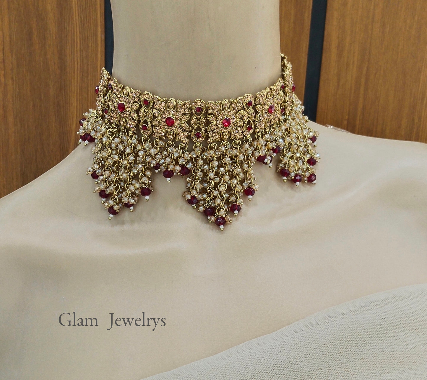 Maroon Choker Set Indian Choker Siraj Jewellery