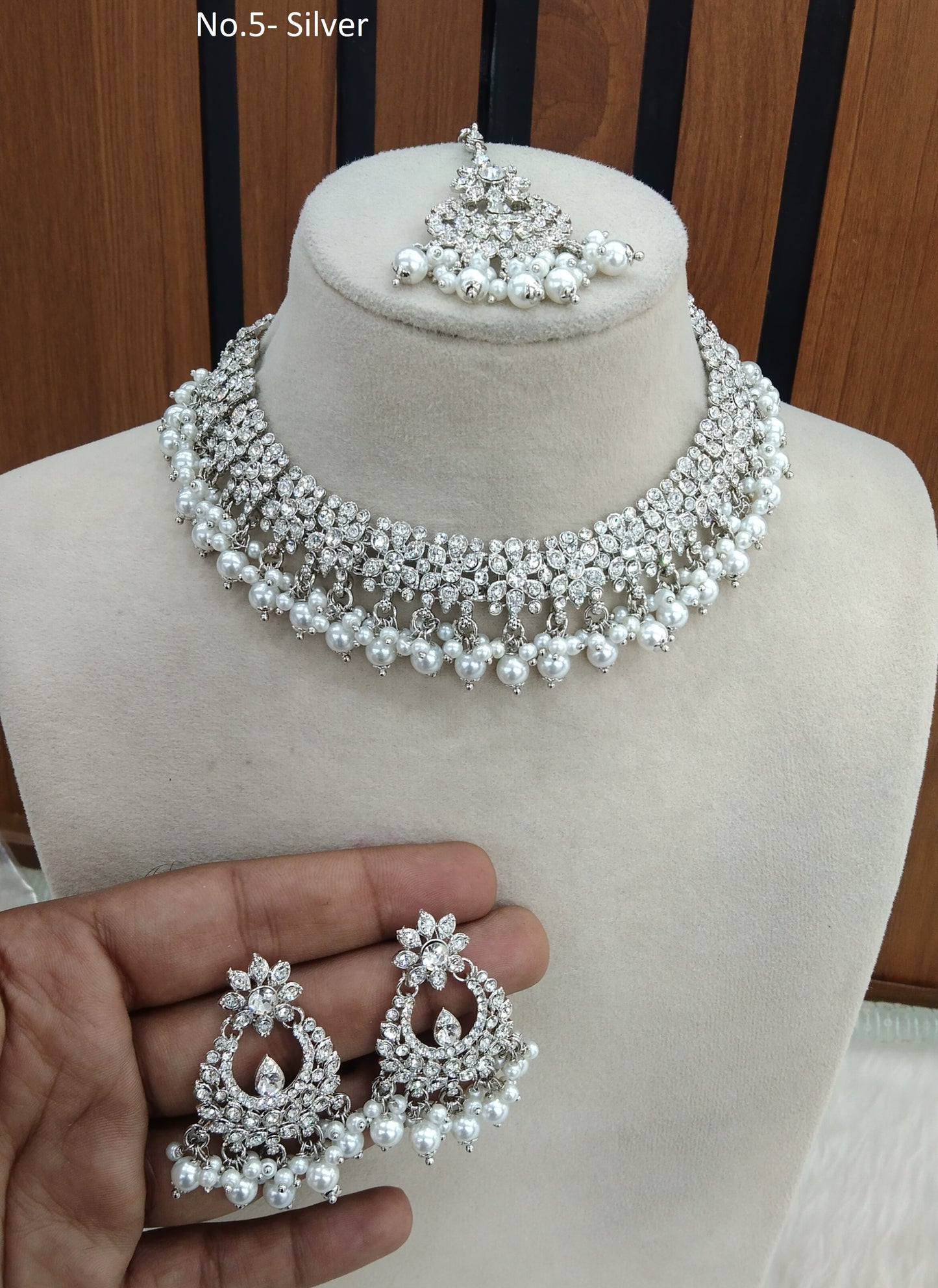 Silver necklace Set Indian jewellery Vickey set