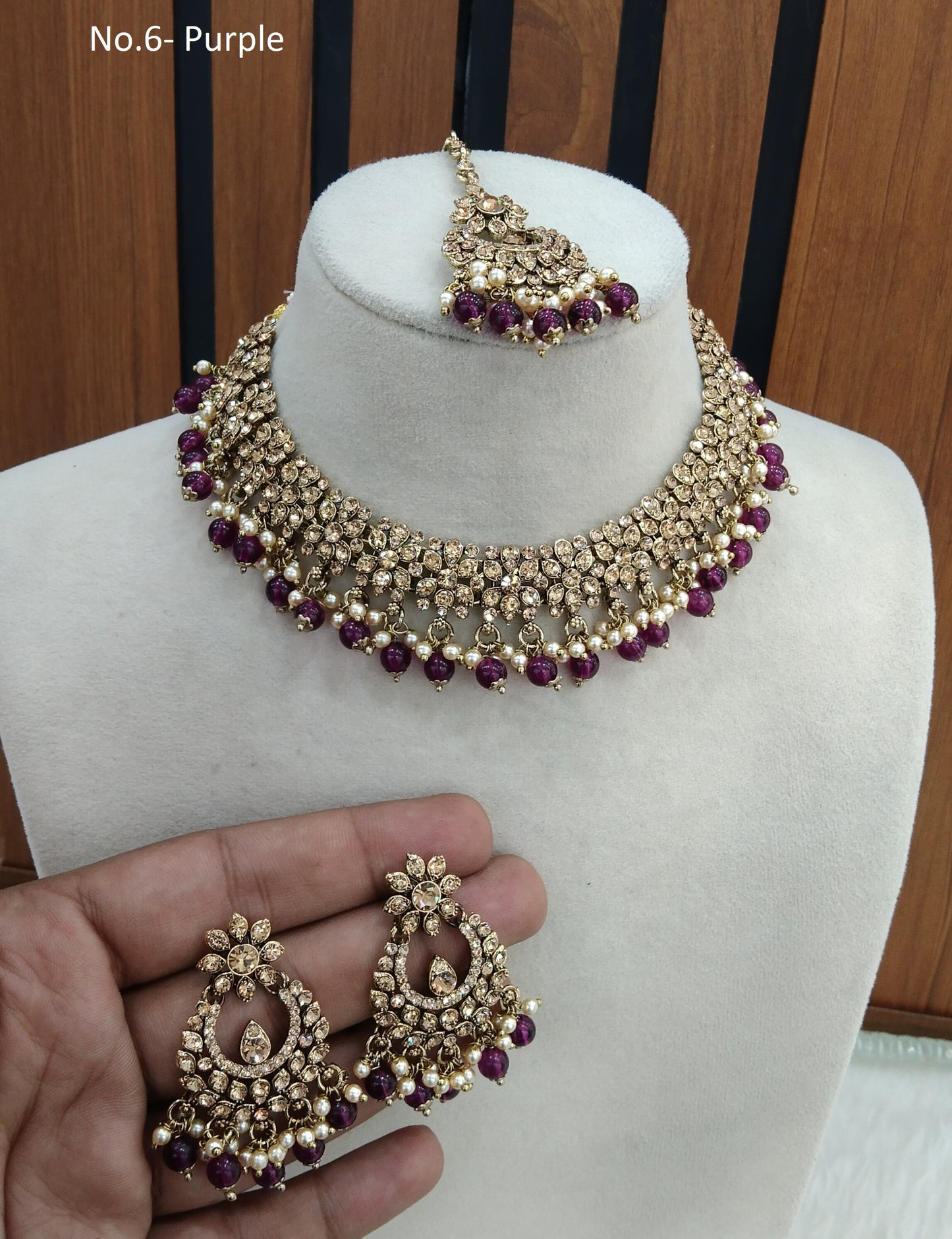 Purple necklace Set Indian jewellery Vickey set