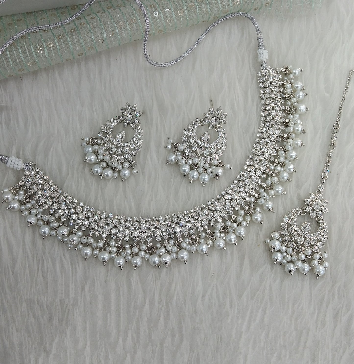 Silver necklace Set Indian jewellery Vickey set