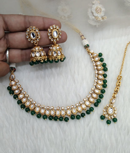 Green Indian Jewellery kundan Necklace Lisa set