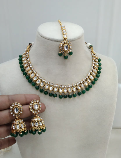 Green Indian Jewellery kundan Necklace Lisa set