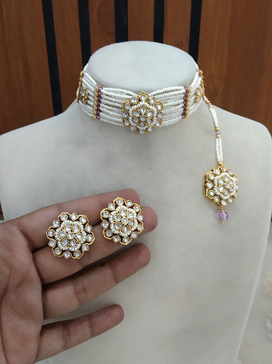 Indian Jewellery Lavender Kundan choker Switi Set