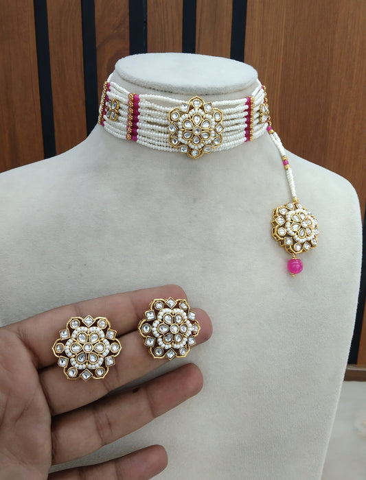 Indian Jewellery Rani Pink Kundan choker Switi Set