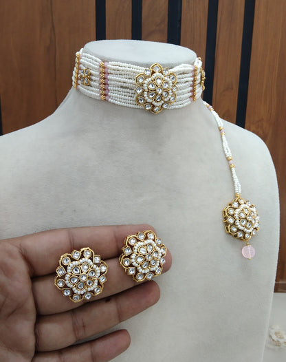 Pink Indian Jewellery  Kundan choker Switi Set