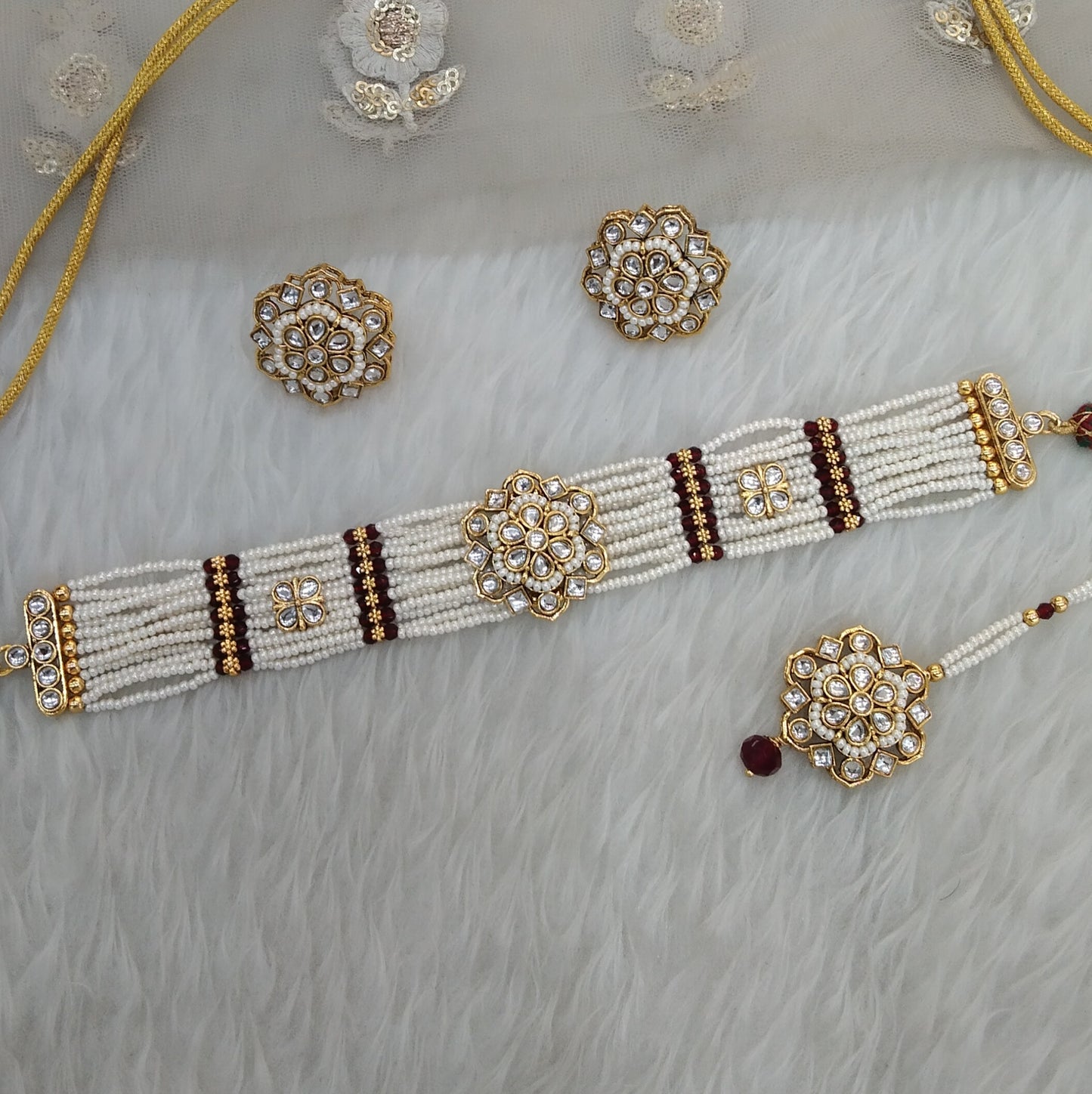 Maroon Indian Jewellery  Kundan choker Switi Set