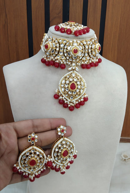 Red Indian  jewellery  kundan choker Raman  set