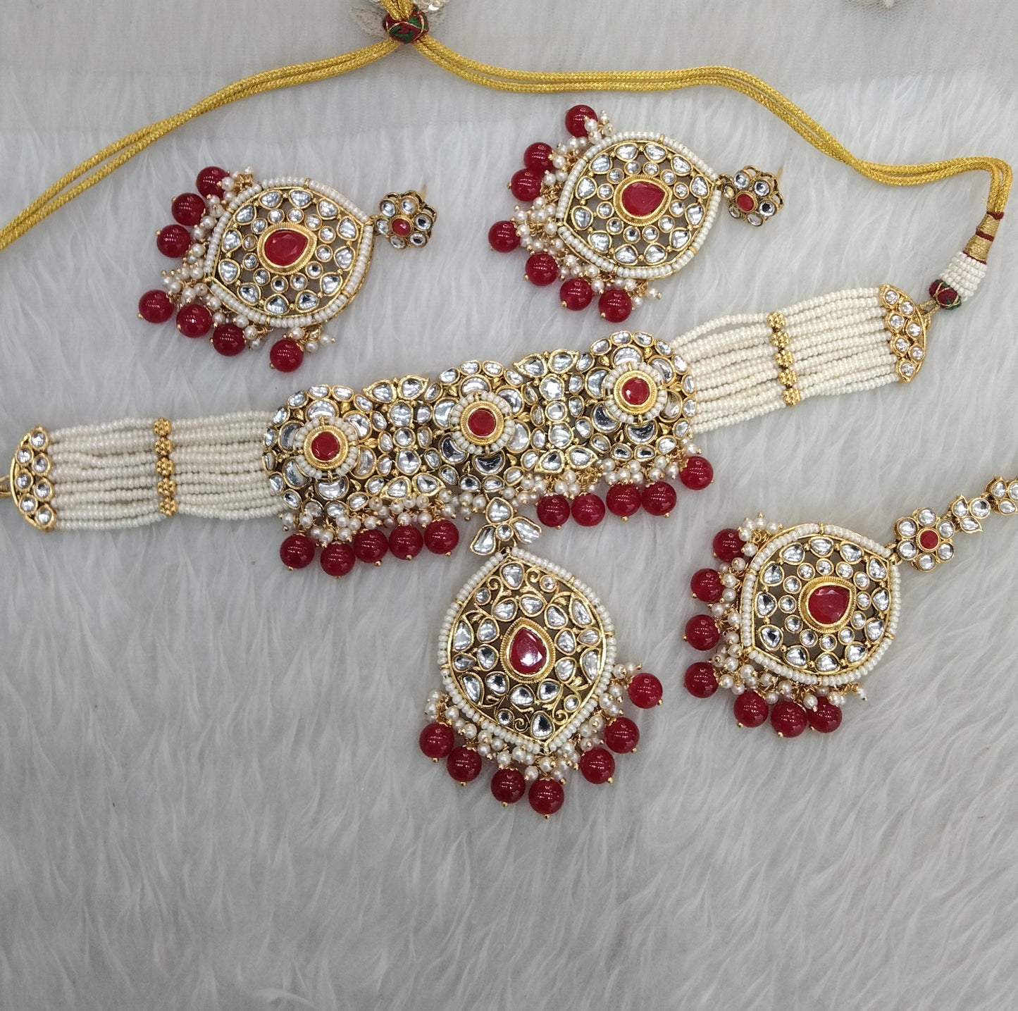 Red Indian  jewellery  kundan choker Raman  set