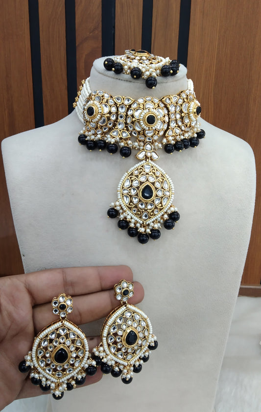 Black Indian  jewellery  kundan choker Raman  set