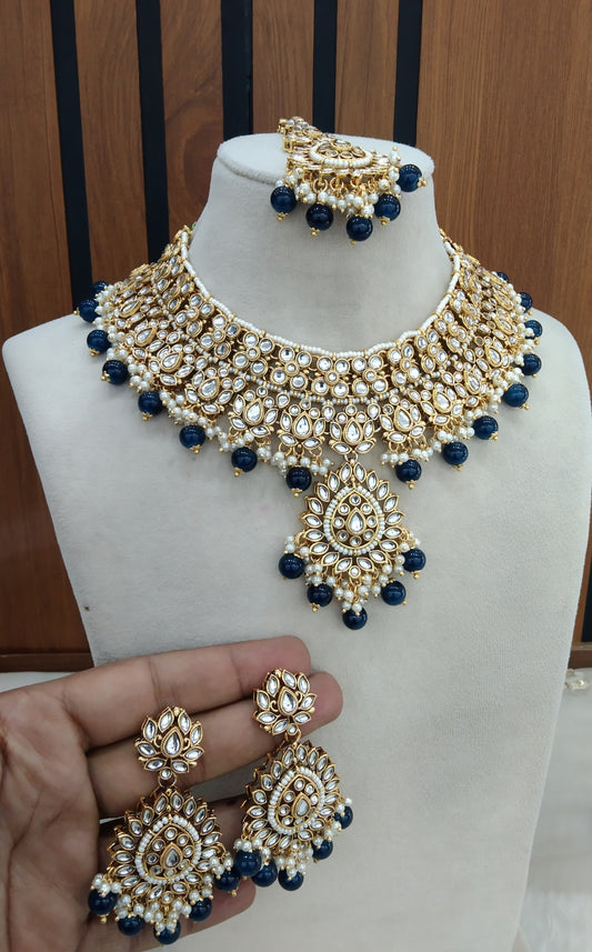 Blue Kundan necklace Jewelry Aman Set