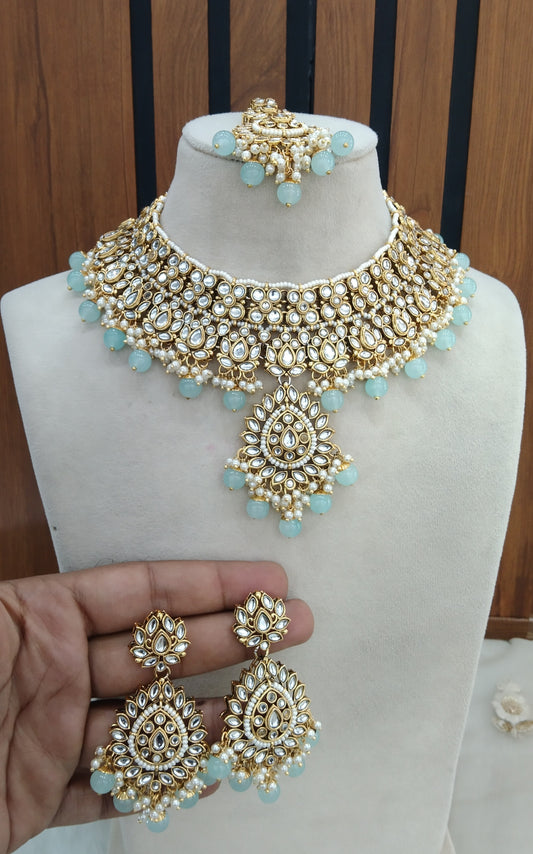 Kundan necklace sea Green  Jewelry Aman Set