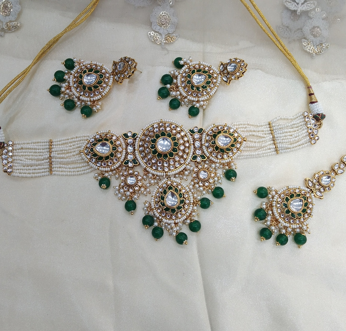 Green Kundan Choker Nili Indian Jewellery Set