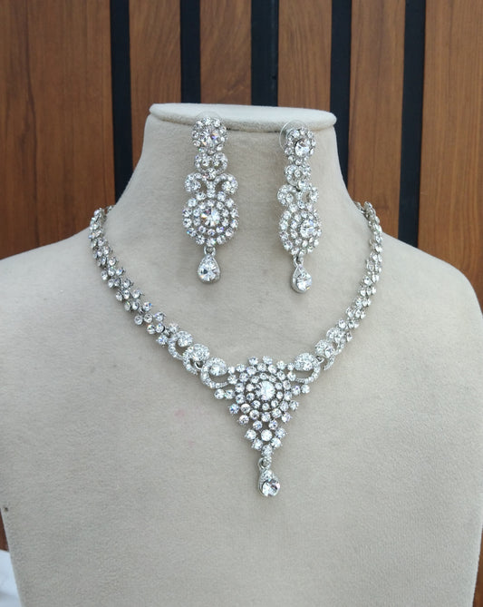 Silver necklace Set/ Silver Bridal necklace set virat Jewellery