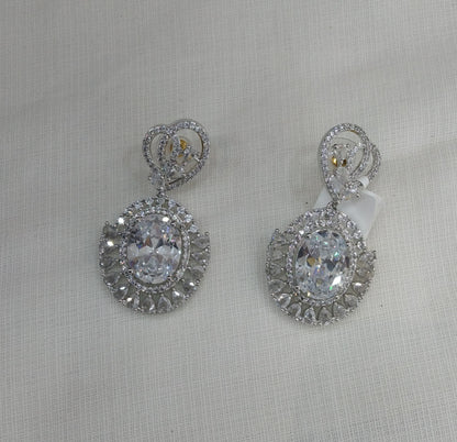 Silver Cubic Zirconia Diamond Kiran Earrings