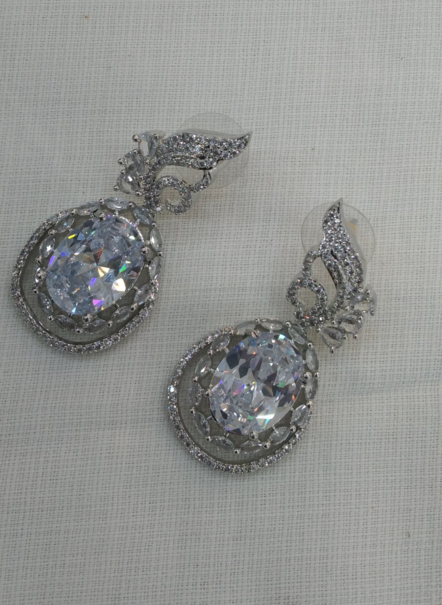 Silver Cubic Zirconia Diamond Kiran Earrings