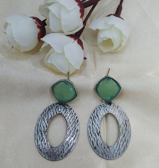 Mint Oxidized Metal Shweta Earrings