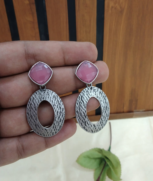 Pink Oxidized Metal Shweta Earrings