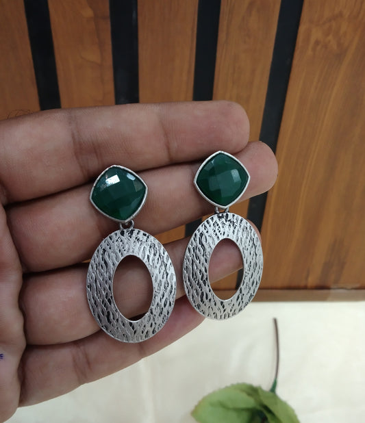 Green Oxidized Metal Shweta Earrings