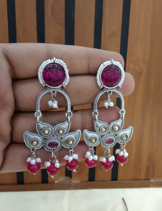 Majenta Oxidized Metal Shweta Bollywood Earrings Jewellery