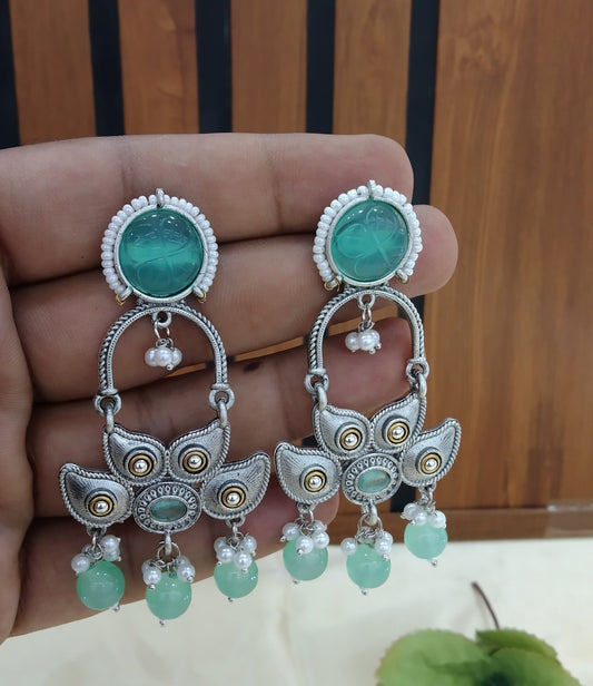 Mint Oxidized Metal Shweta Bollywood Earrings Jewellery