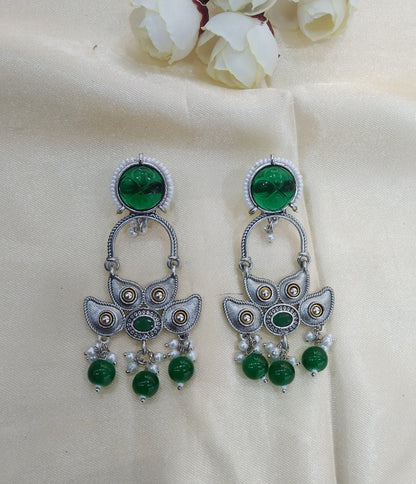 Green Oxidized Metal Shweta Bollywood Earrings Jewellery