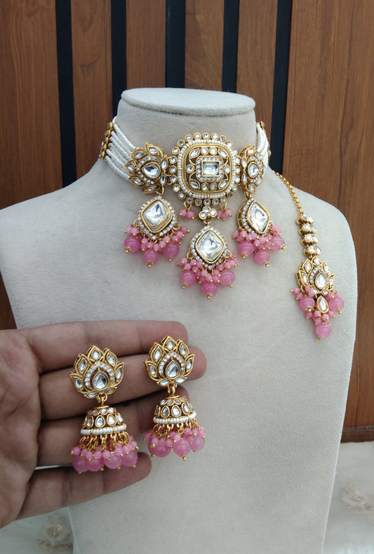 Gajjri Indian Jewellery  Kundan choker Hanshal Set