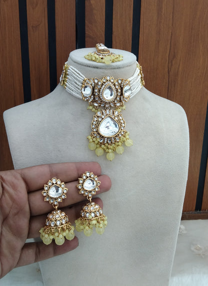 Yellow Indian Jewellery  Kundan choker Urvi Set